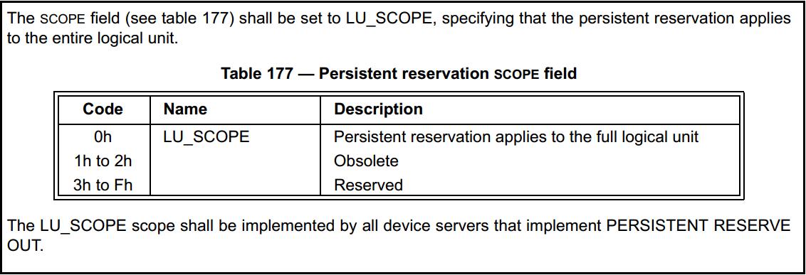 SPC-5 Persistent Reservations Scope