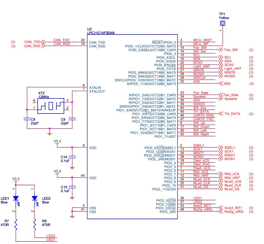 LPC11C14 Minimum System Schematic