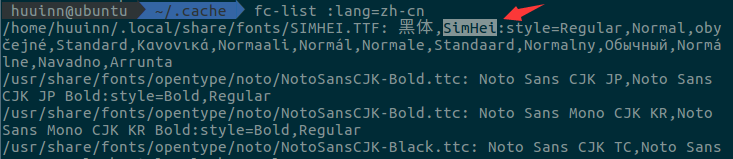 Ubuntu Chinese font list