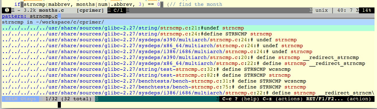 spacemacs gtags示例