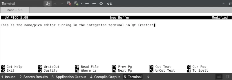 Qt Creator IDE terminal
