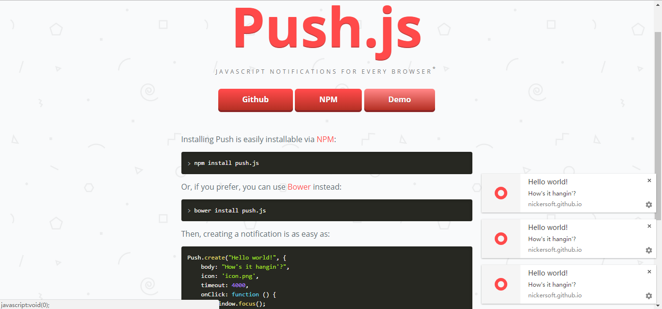 Push.js首页、文档和下载 - 跨浏览器的桌面通知插件 - OSCHINA - 中文开源技术交流社区