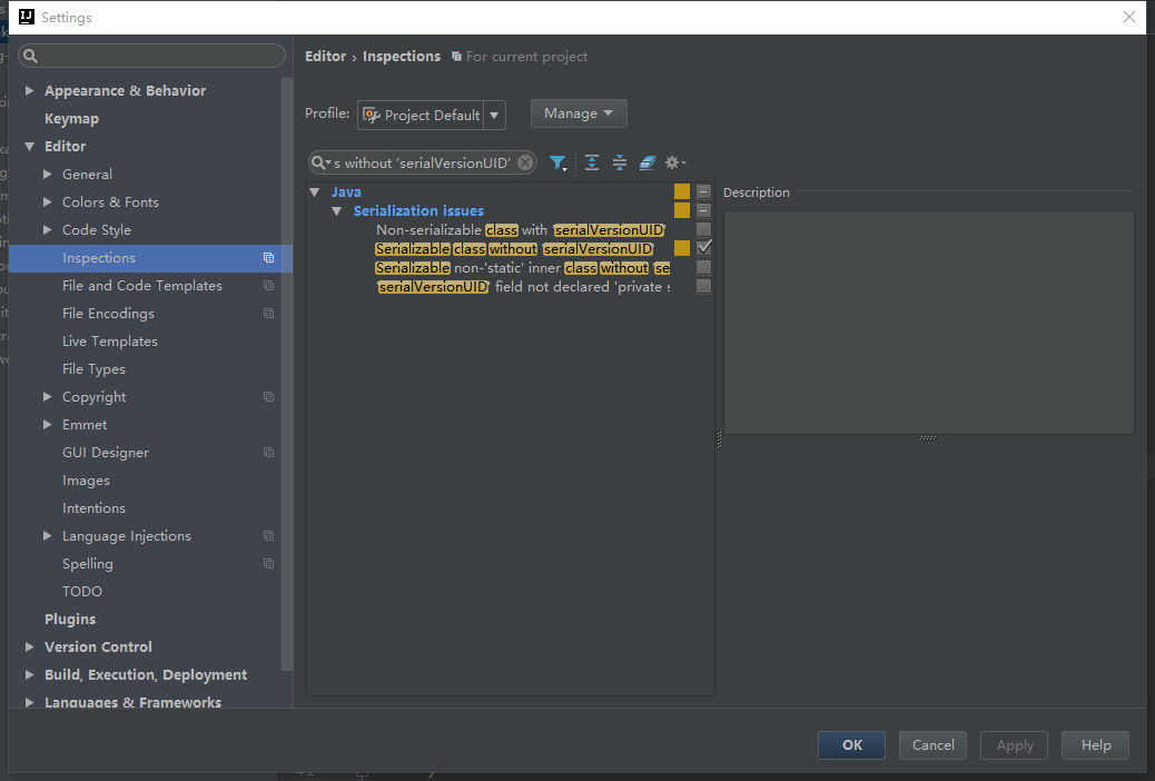 Intellij IDEA 2016 自动生成 serialVersionUID 