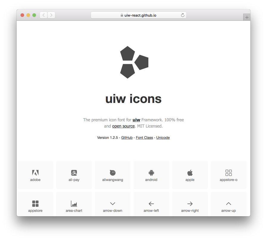 开源图标字体 uiw-iconfont v1.2.6 发布，新增图标