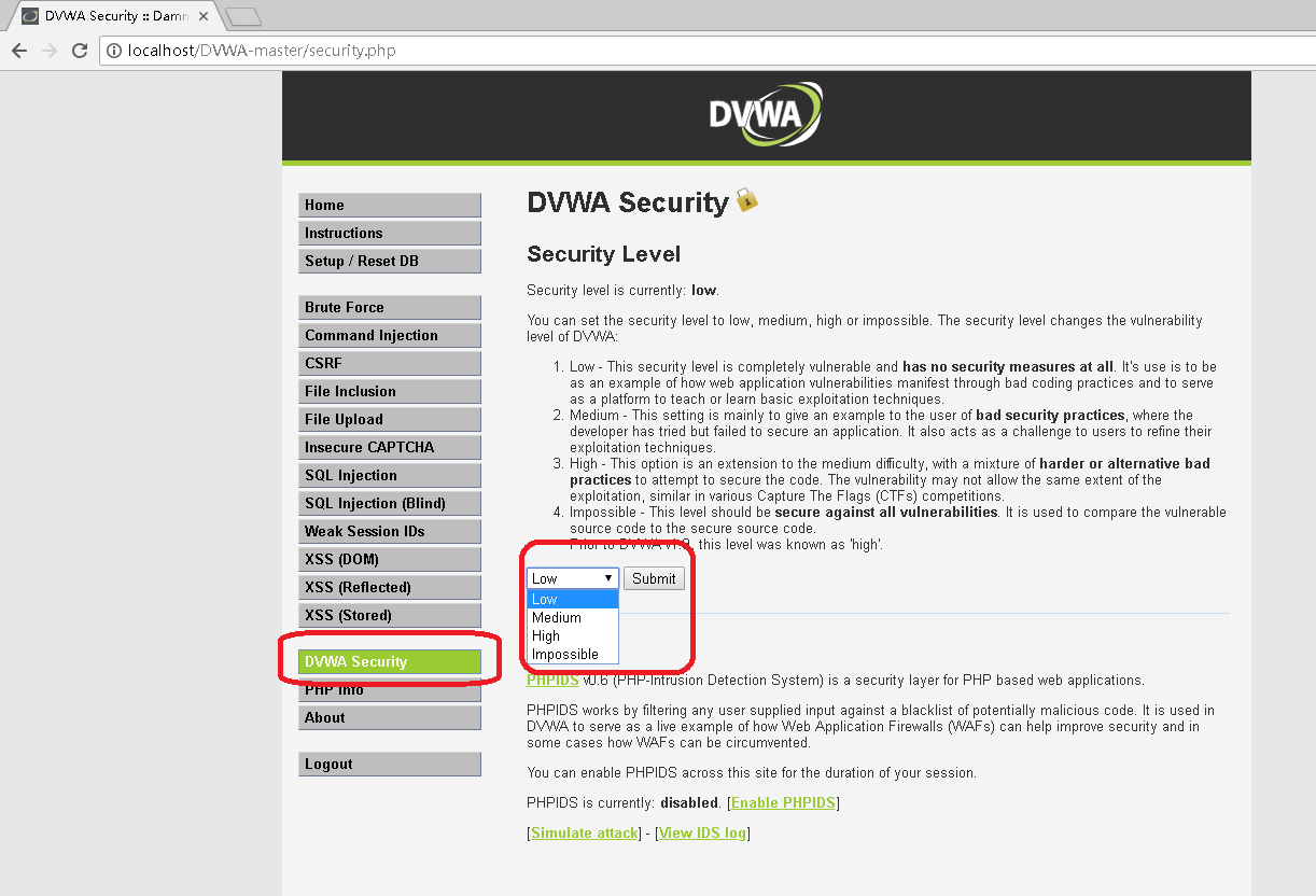 【DVWA】DVWA的下载、安装与配置