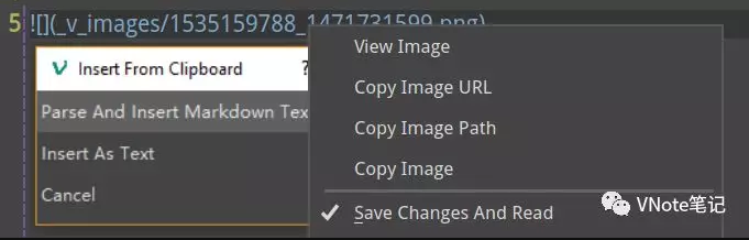 VNote 1.22 粘贴富文本为 Markdown
