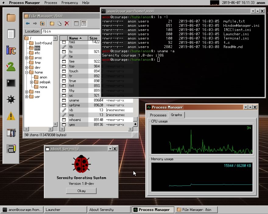Menuetos. Unix 3d файловый менеджер. Serenity os. Bin-менеджер.