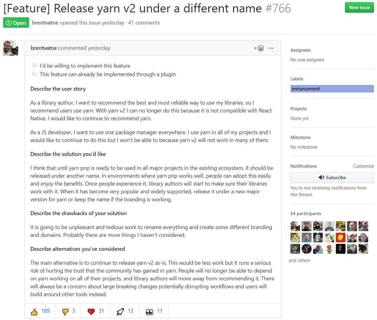JavaScript 包管理器 Yarn 2 或将以 berry 名称发布？