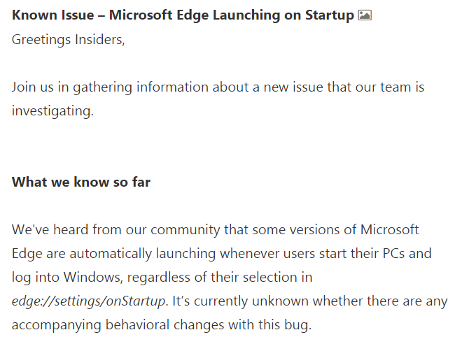 部分 Microsoft Edge 开机自动启动，微软确认是 bug