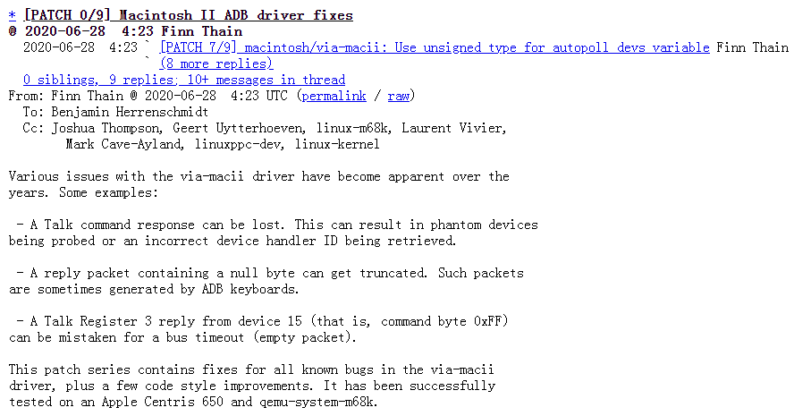 2020 年的 Linux 内核仍为 Macintosh II 修复驱动