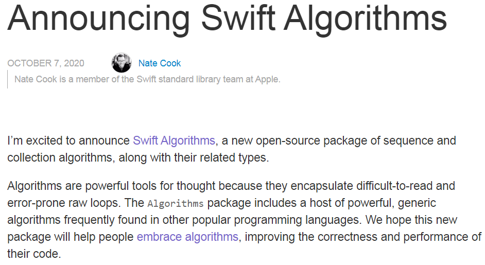 Swift 开源算法包：Swift Algorithms