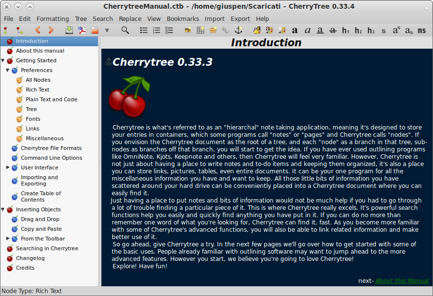 download the last version for iphoneCherryTree 0.99.56