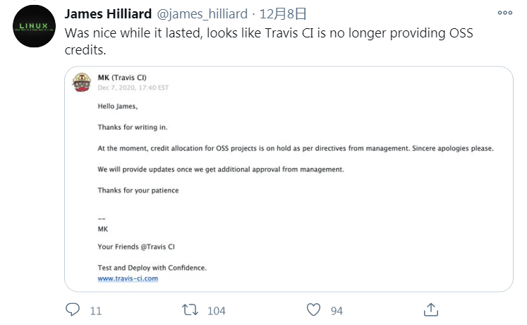 Travis CI 不再为开源项目提供免费服务