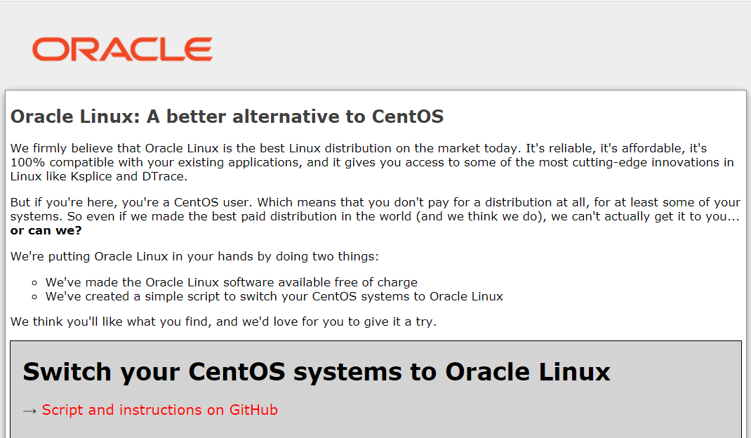 Oracle 建议 CentOS 用户投奔 Oracle Linux，并提供了辅助工具