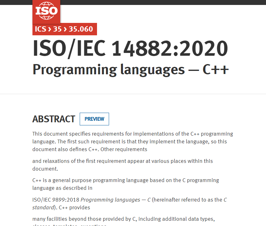 C++20 标准 (ISO/IEC 14882:2020) 正式发布