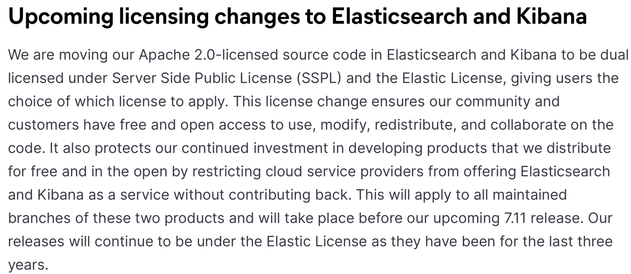 Elasticsearch 和 Kibana 变更开源许可协议