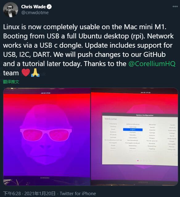 Corellium 开发者在 Mac mini M1 上成功启动 Ubuntu