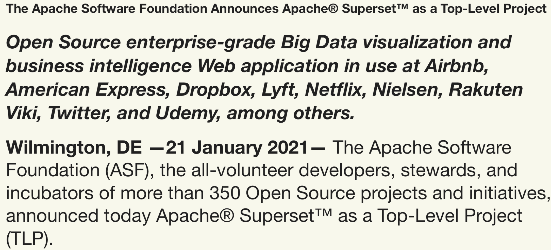 Apache Superset 成为 ASF 顶级项目