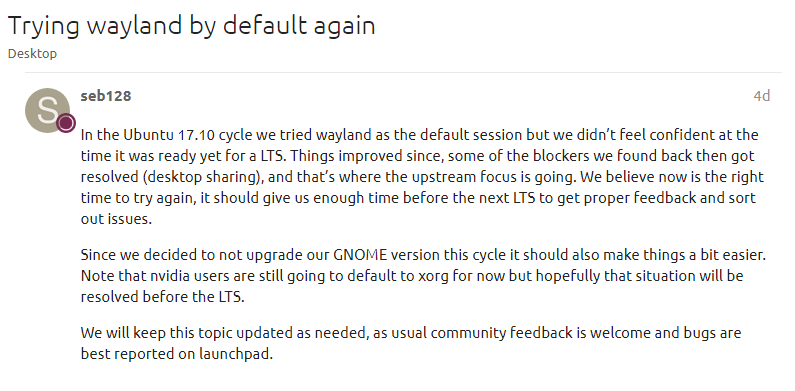 Ubuntu 21.04 尝试默认使用 Wayland