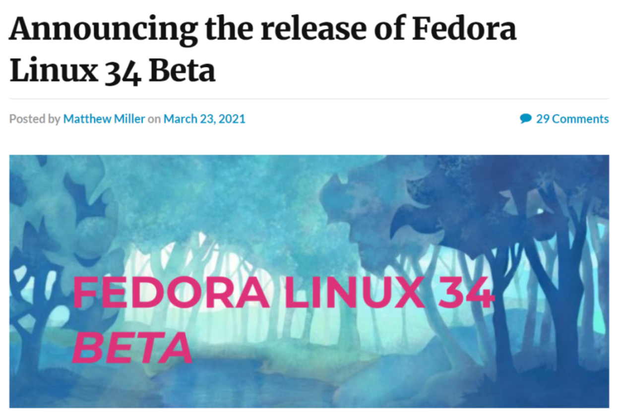 Fedora Linux 34 Beta 发布