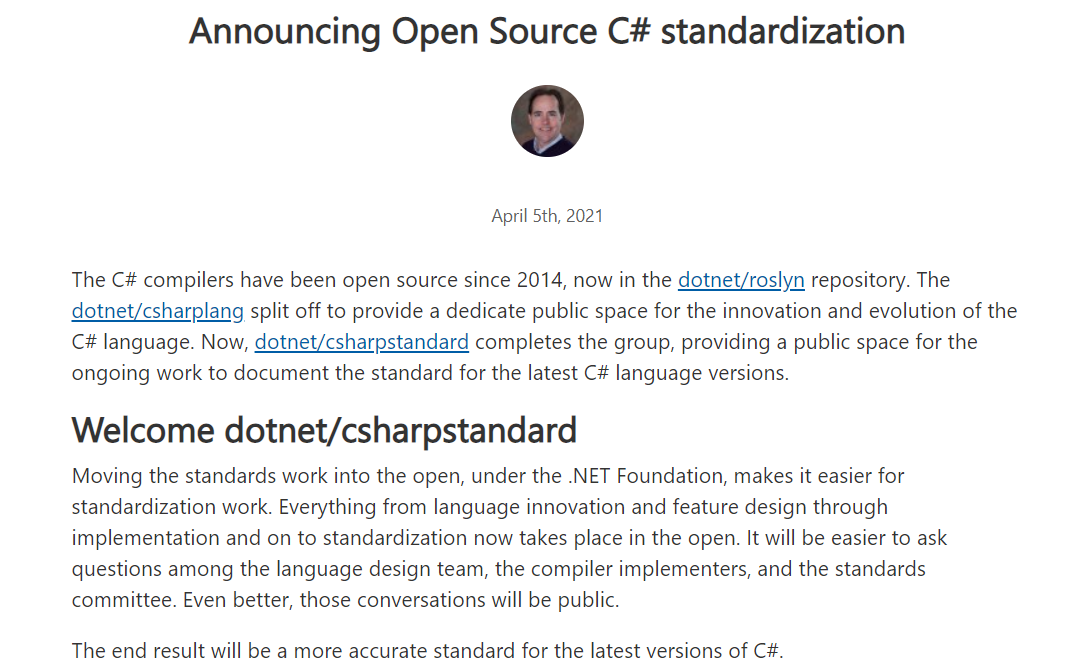 微软开源 C# 标准化工作流程