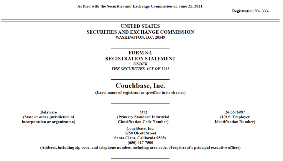 数据库软件公司 Couchbase 提交 IPO 申请