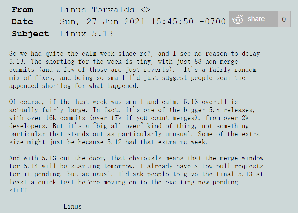 Linux Kernel 5.13 稳定版发布，初步支持 Apple M1