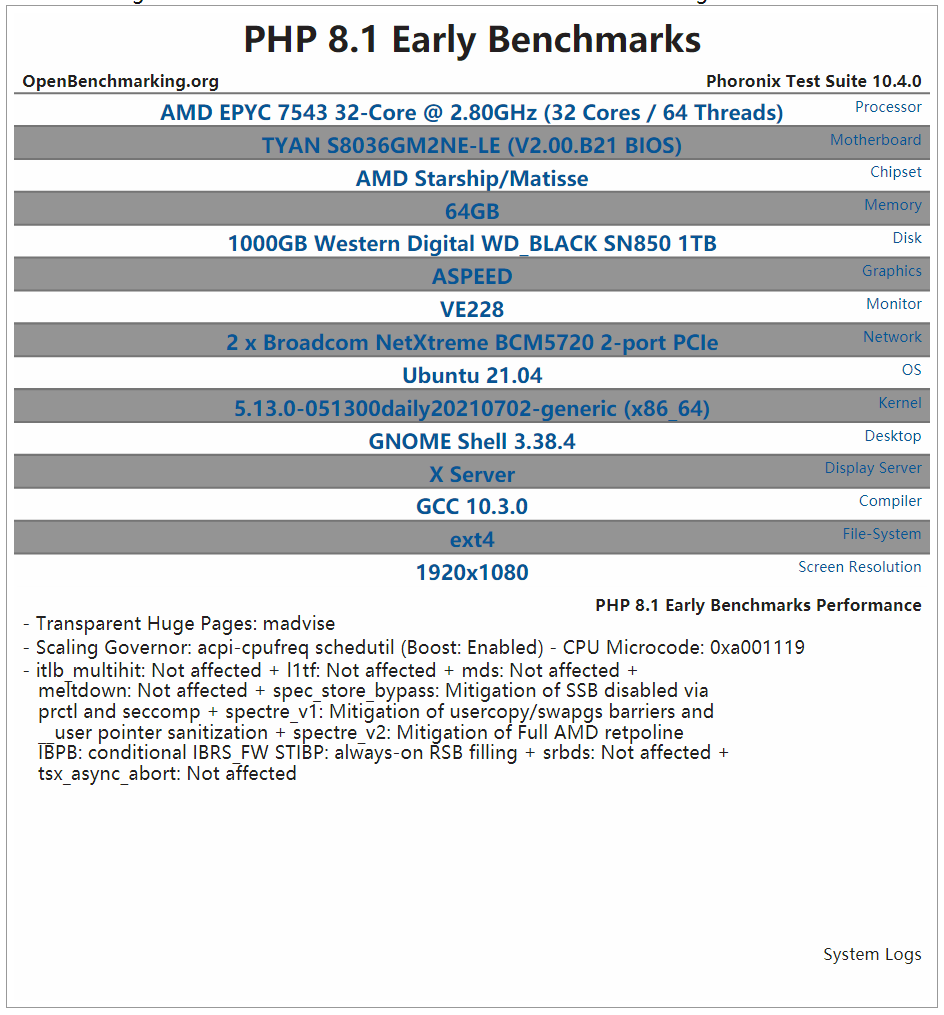 PHP 8.1 早期版本的性能基准测试