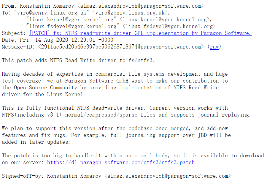 Linus 喊话文件系统驱动厂商 Paragon：尽快提交新的 NTFS 驱动到内核