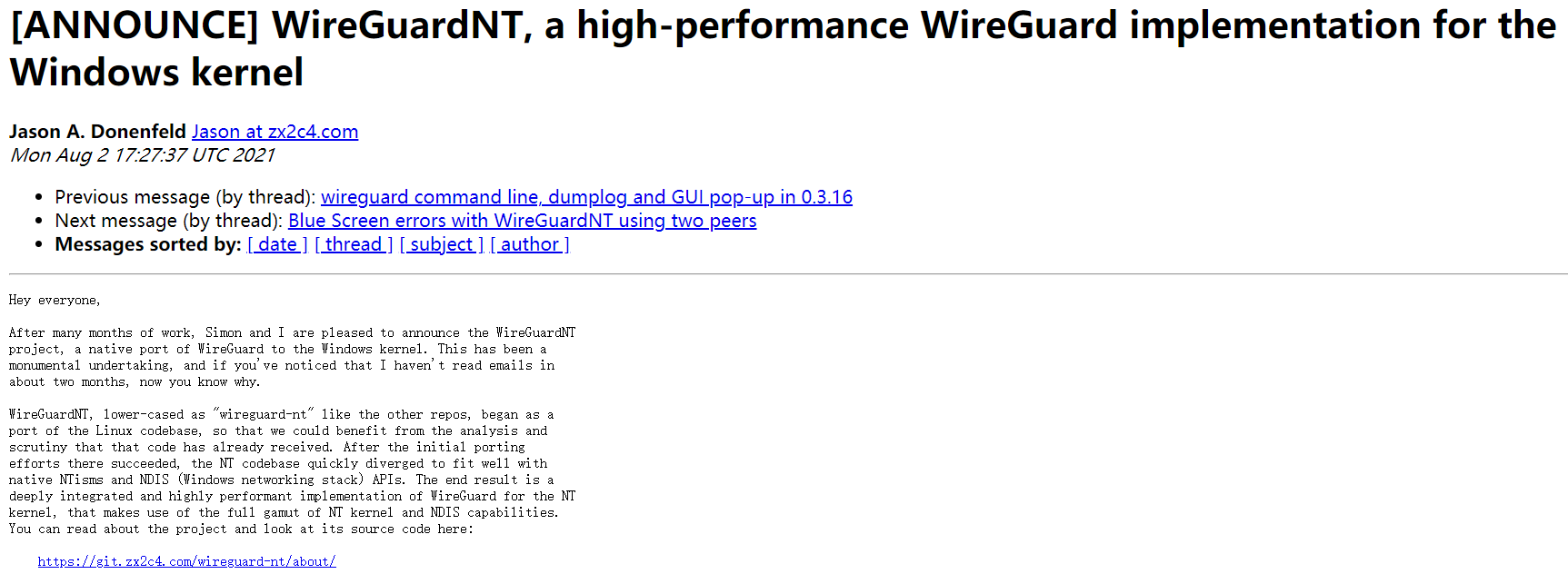WireGuardNT：Windows 内核下的高性能 WireGuard 实现