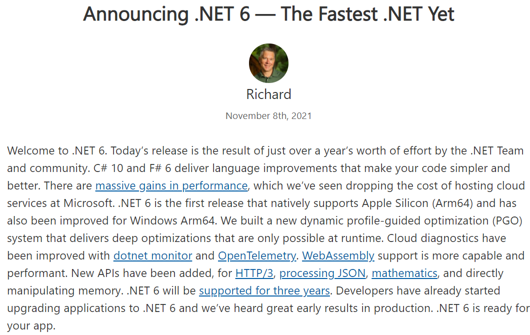 .NET 6 正式发布，迄今为止最快的 .NET