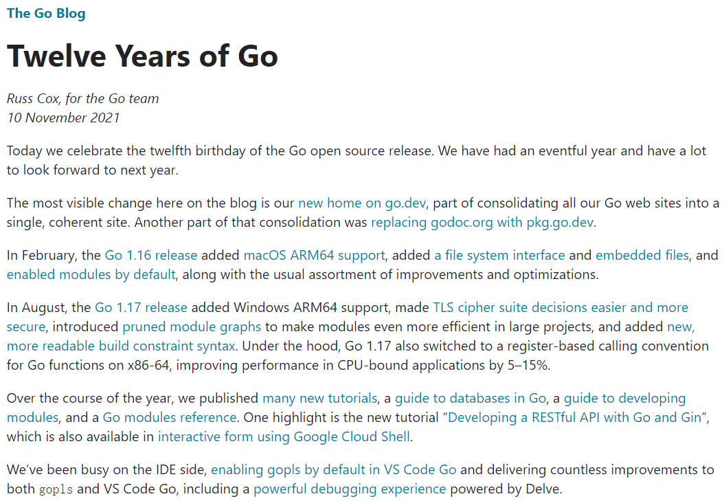 Go 开源 12 周年