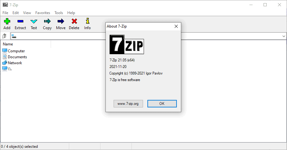 7-Zip 21.05 发布，今年首个稳定版本