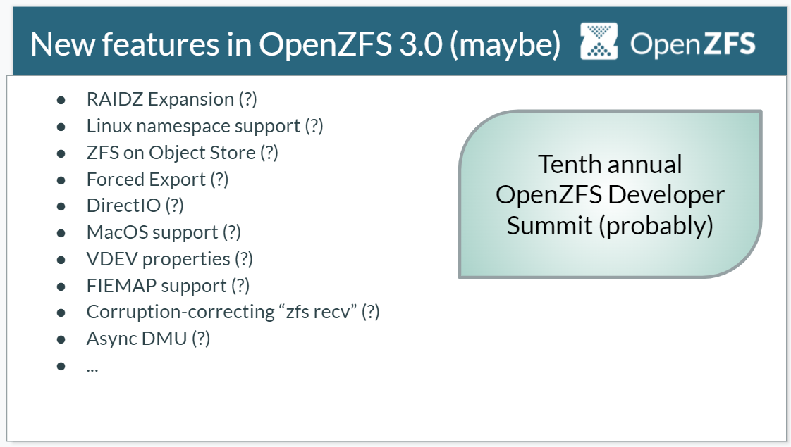 OpenZFS 3.0 有望支持 macOS 和 DirectIO，继续优化 Window 版本