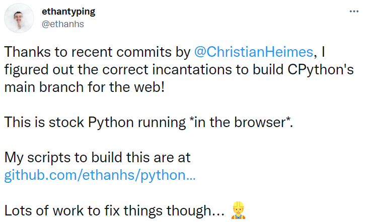 CPython 主分支通过 WebAssembly 在浏览器中运行