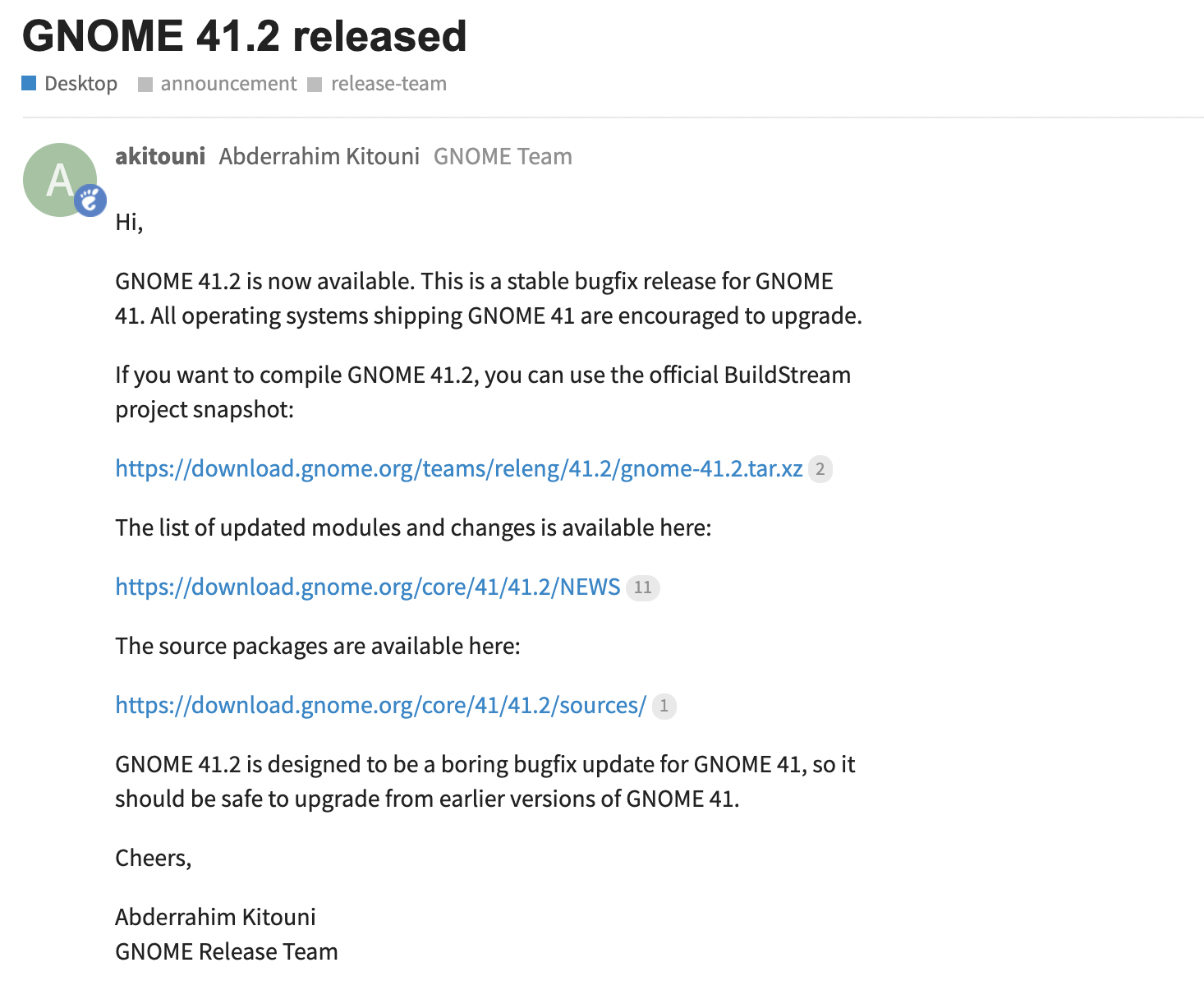 GNOME 41.2 发布