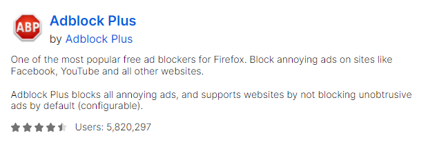 广告拦截器是 Firefox 2021 最受欢迎浏览器扩展