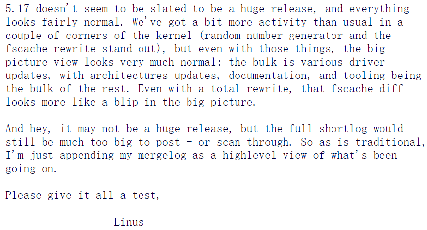 Linux Kernel 5.17-rc1 发布