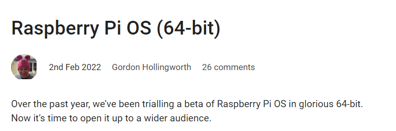 树莓派的 Raspbian OS 推出 64 位版本
