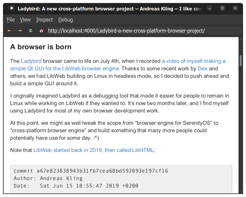 SerenityOS 作者新作品：跨平台 Web 浏览器 LadybirdS