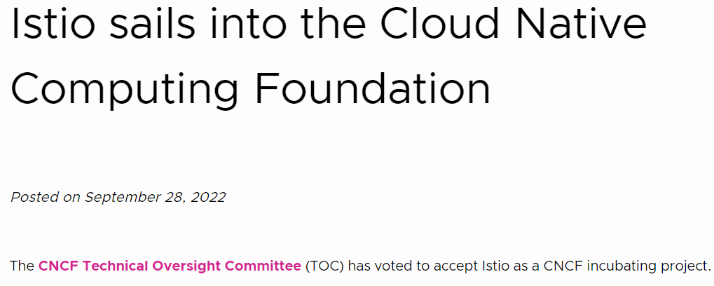 Istio 成为 CNCF 孵化项目