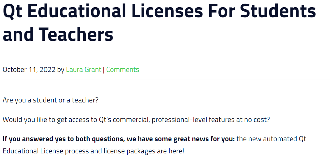Qt 推出教育版 License，学生和教师可免费申请