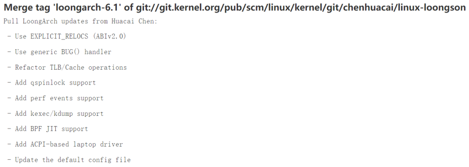 Linux 6.1 内核合并面向 LoongArch 架构的 CPU 特性