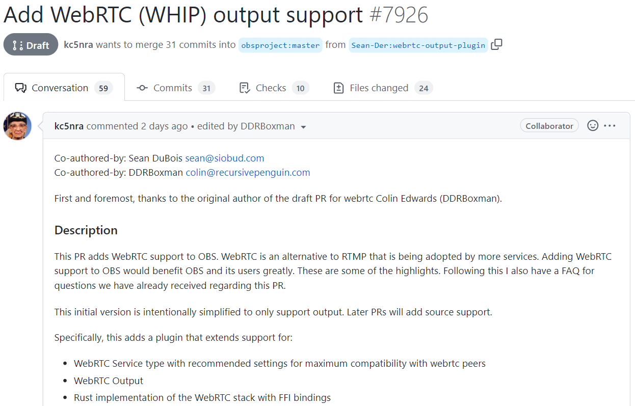 OBS Studio 即将支持 WebRTC，采用 Rust 实现