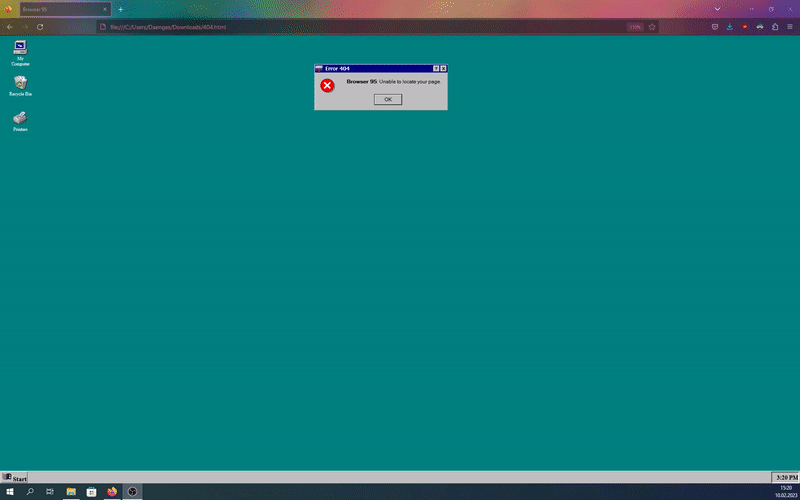 Browser95-404 —— Windows 95 主题的 404 页面