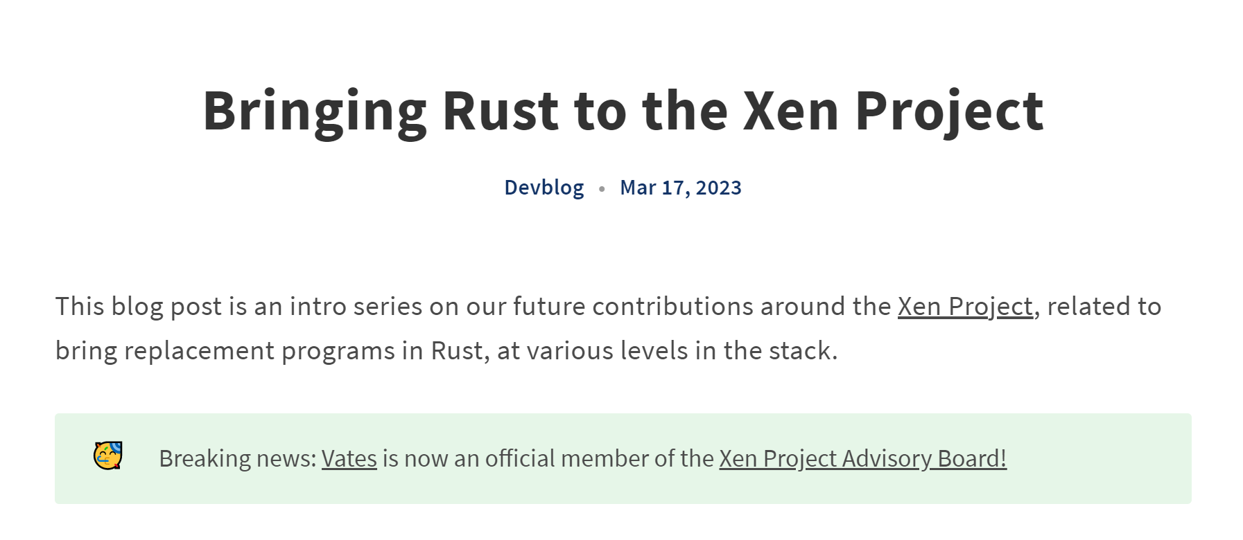 XCP-ng 尝试用 Rust 重写 Xen 组件