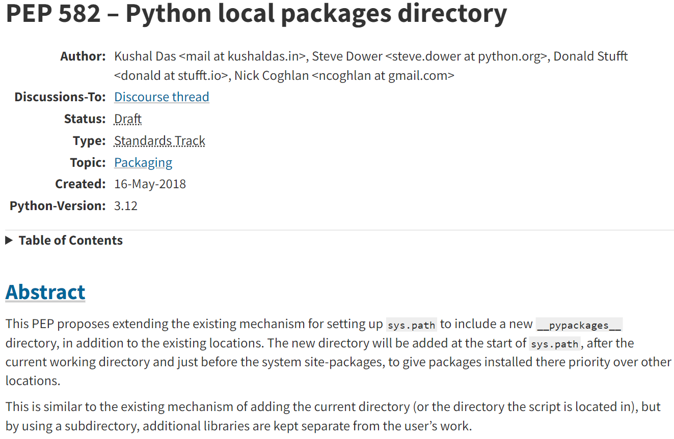 PEP 582 提案 (Python local packages directory) 被拒绝