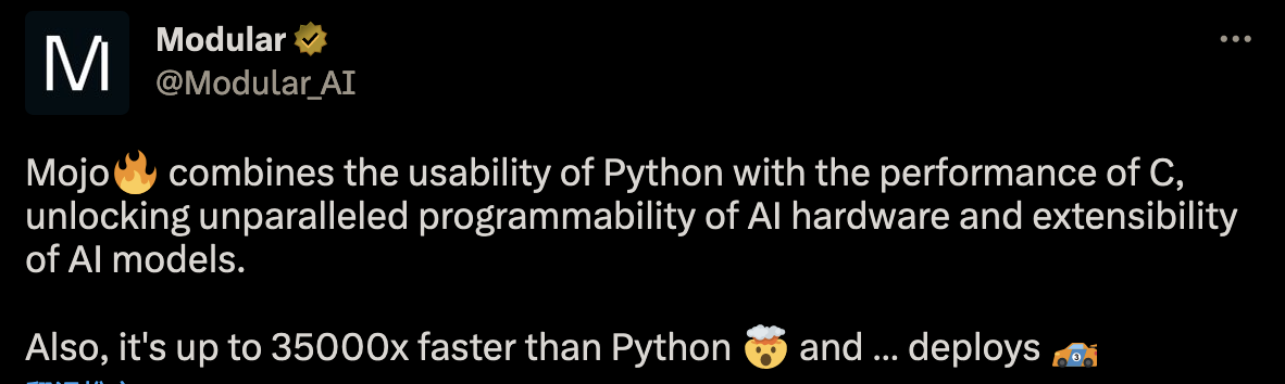 AI 开发有了新编程语言， 比 Python 快 35000 倍