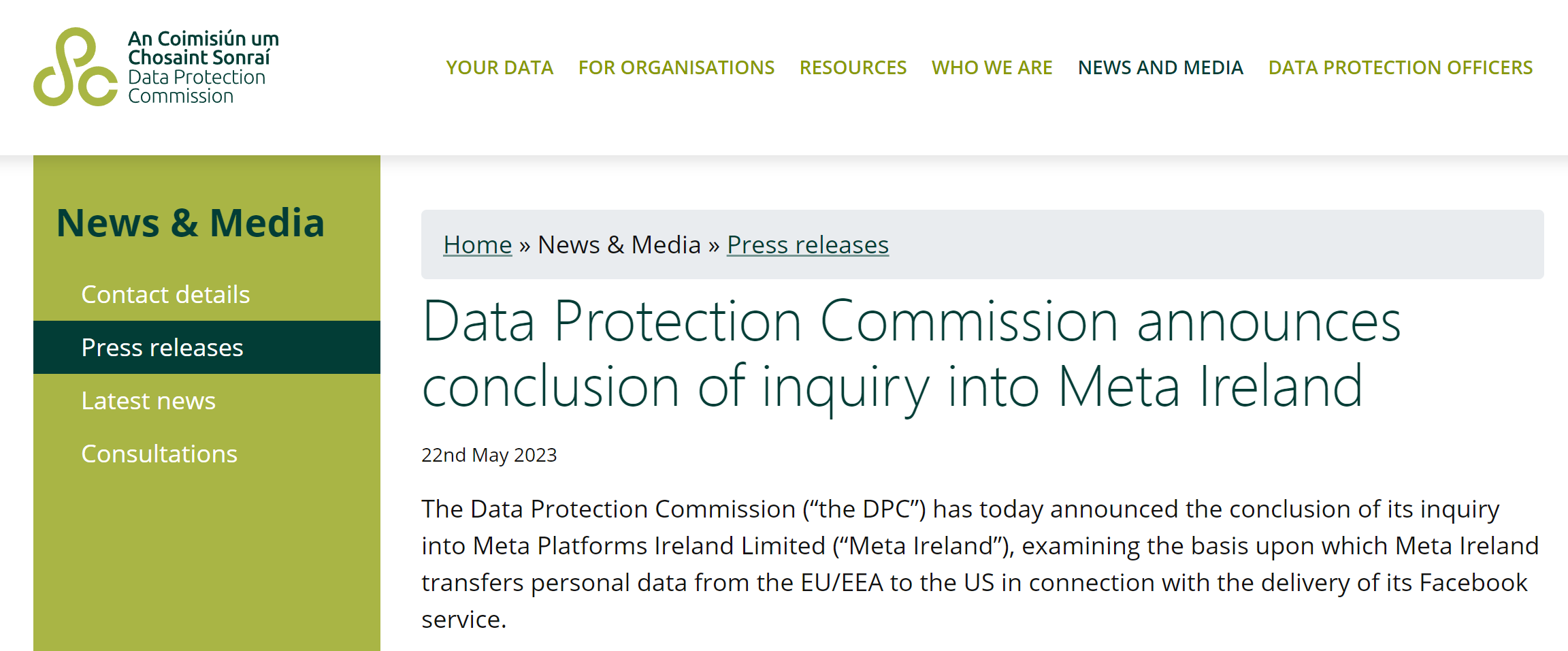 Meta 被欧盟罚款 13 亿美元，并禁止向美国发送数据